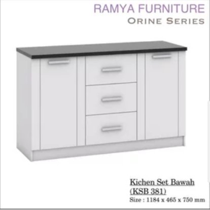 Kitchen set lemari dapur bawah 3 pintu putih minimalis BANDUNG