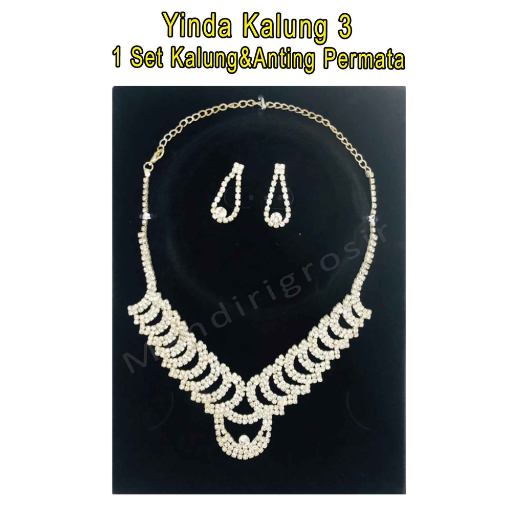 1 Set Kalung&amp;Anting Permata * Yinda Kalung 3 * Kalung Fashion * Aksesoris