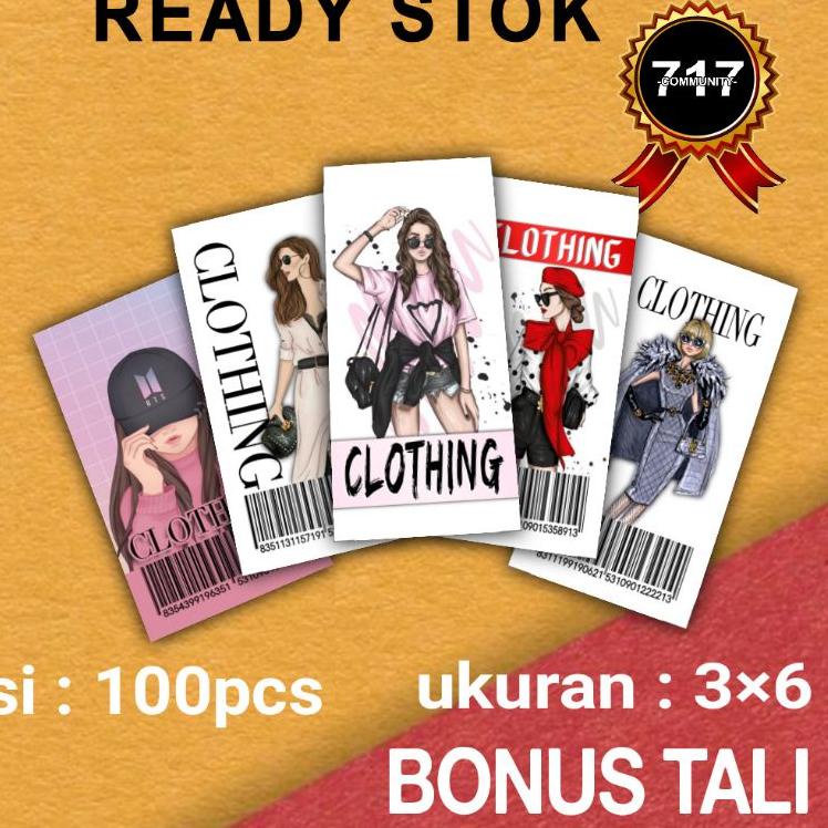 

⟳ [100] Hang tag bonus tali hangtag baju import Hangtak barcode hang tag cloting pakaian ready stok PL21