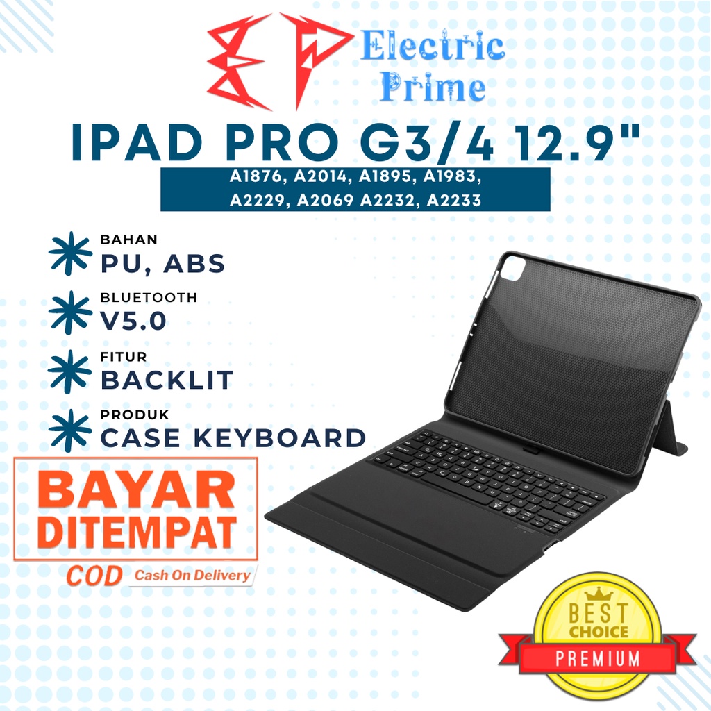 Case iPad Pro 12.9 inch 2020 Gen 4th TRIPLEDI A2069 A2232 Casing Keyboard Bluetooth LED Cover