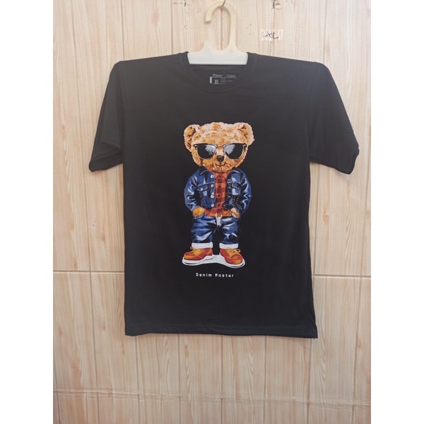 KAOS TSHIRT TEDDY BEAR SERIES HITAM DISTRO