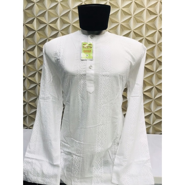 koko katun paris kerah oblong ukura/koko lengan panjang/koko putih/koko full katun ukuran XL/koko by