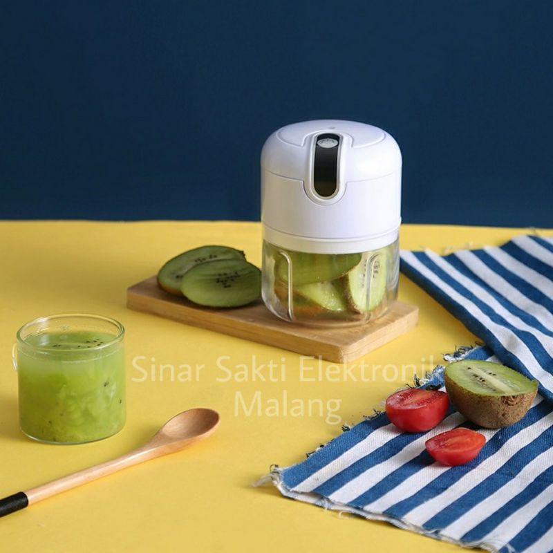 USB Food Processor Mini Chopper Blender Serbaguna Bawang Buah Charge Cas Rechargeable Malang