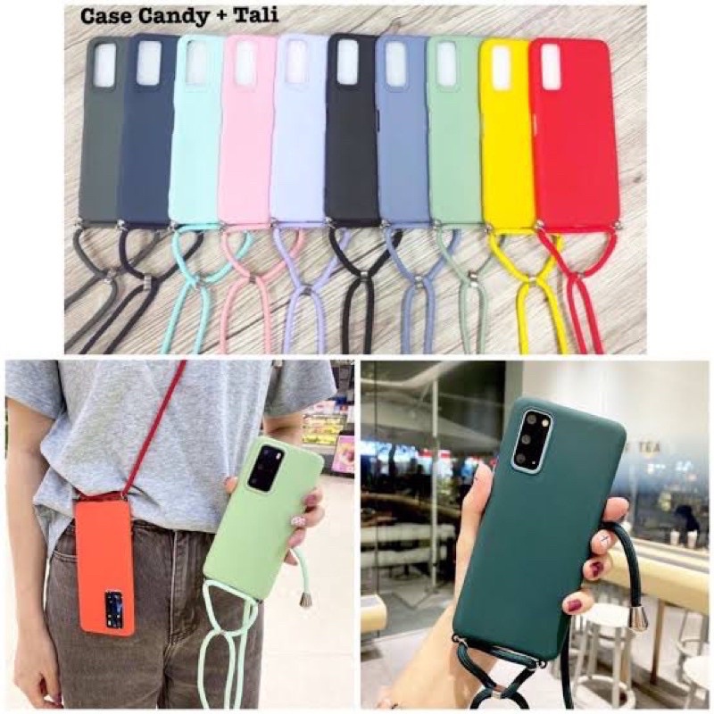 Case Tali Nagita Vivo V21 5G Lanyard Gantungan Casing Silikon Candy Color