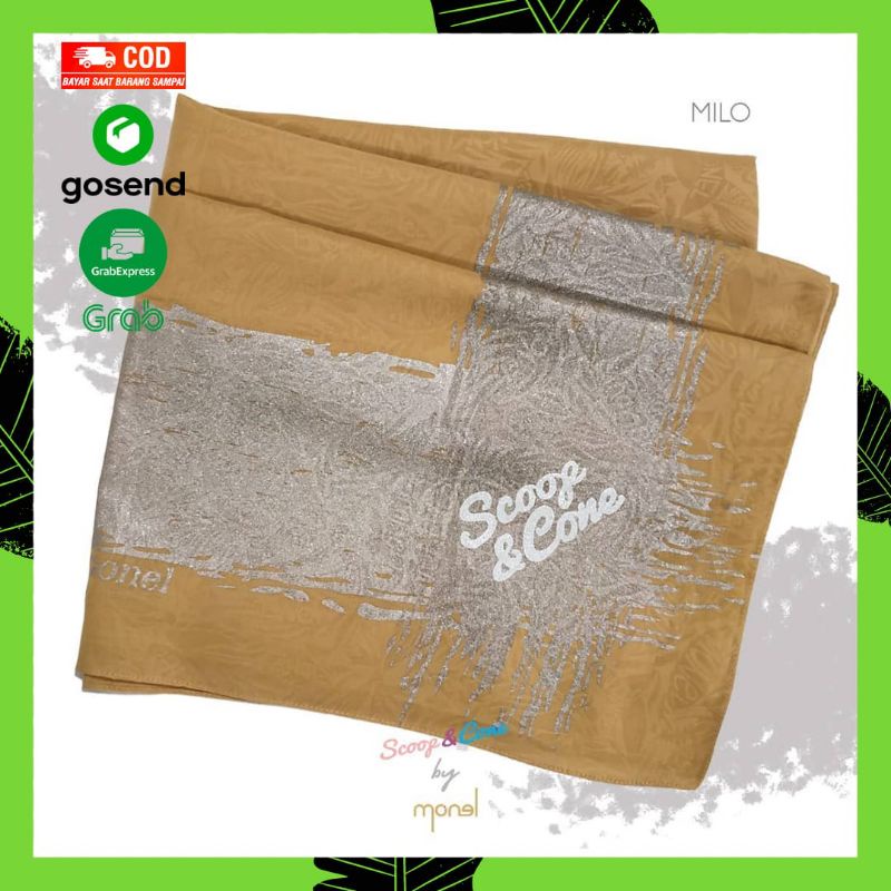 Kerudung Monel Printed Glitter Milo Hijab Jilbab Segi Empat By Scoop&Cone Original