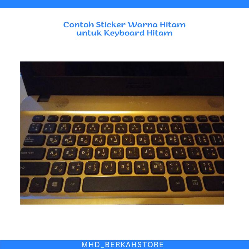 Sticker keyboard arabic/stiker ketik huruf arab nulis hijaiyah laptop &amp; notebook hitam dan putih