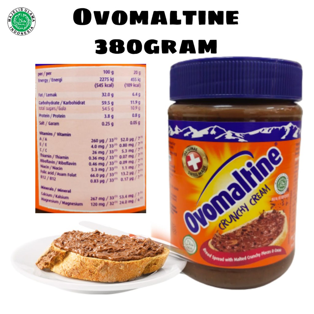 

OVOMALTINE CRUNCHY CREAM 380gram / SELAI OLESAN RASA COKLAT CRUNCHY