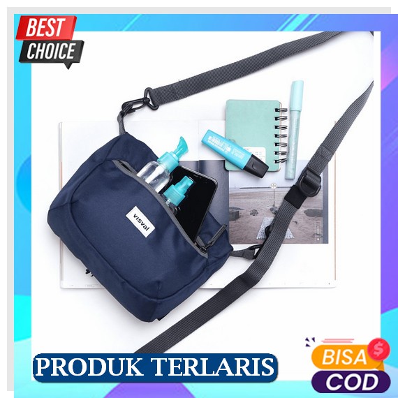 [Bisa Cod] Real Tas Selempang Sling Bag Tas Wallet Kecil Mini Distro Pria Wanita | Tas Kain Kanvas S