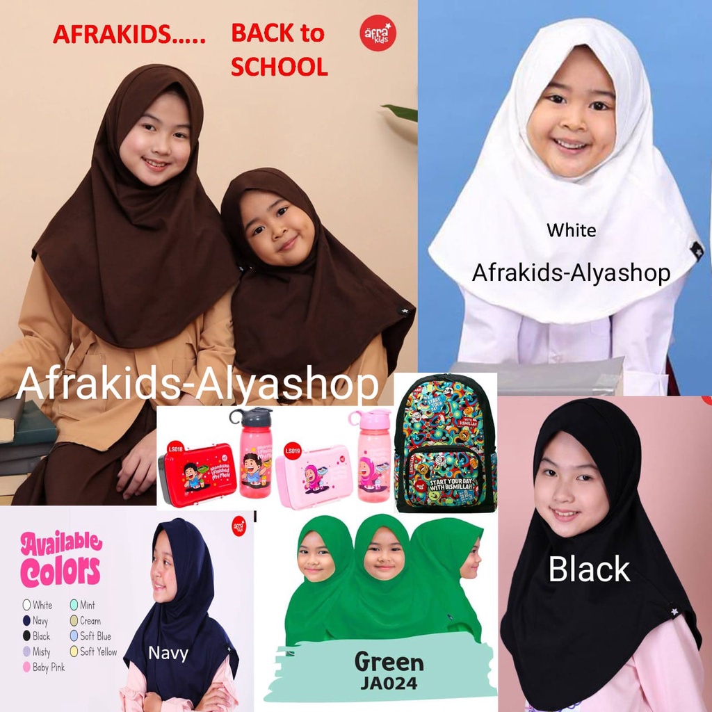 PROMO Jilbab Afrakids Original, Jilbab Anak Instant, Jilbab Anak TK, Hijab Anak TK