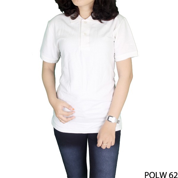 Basic Polo Tshirt Wanita Putih 100% Cotton Pique Putih – POLW 62