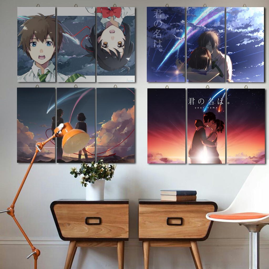 Hiasan dinding Pajangan KIMI NO NAWA / YOUR NAME Poster Kayu / dekorasi dinding / dekorasi kamar