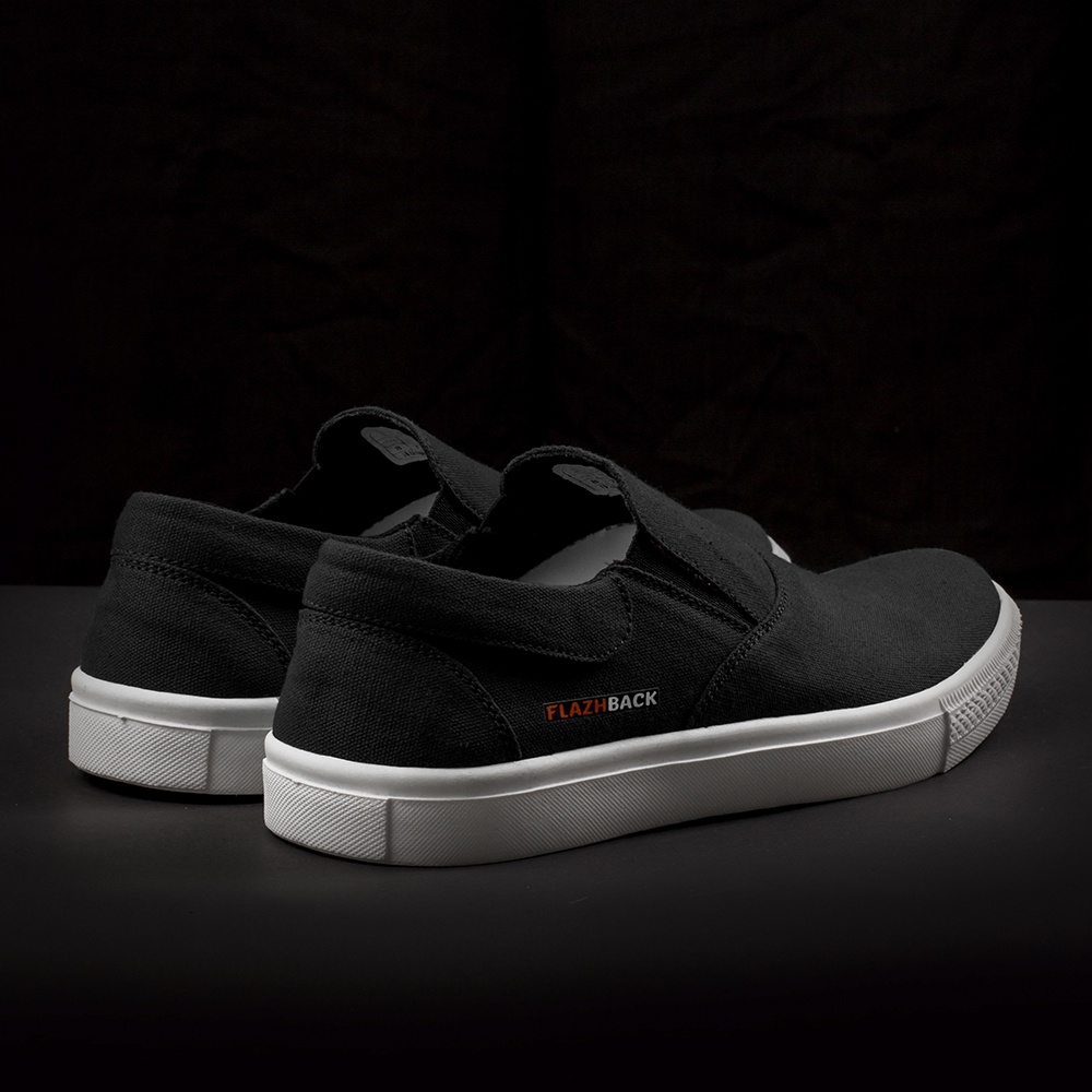 OWL BLACK |ManNeedMe x FLAZHBACK| Sepatu Sneakers Pria Casual Slip On Kanvas ORIGINAL