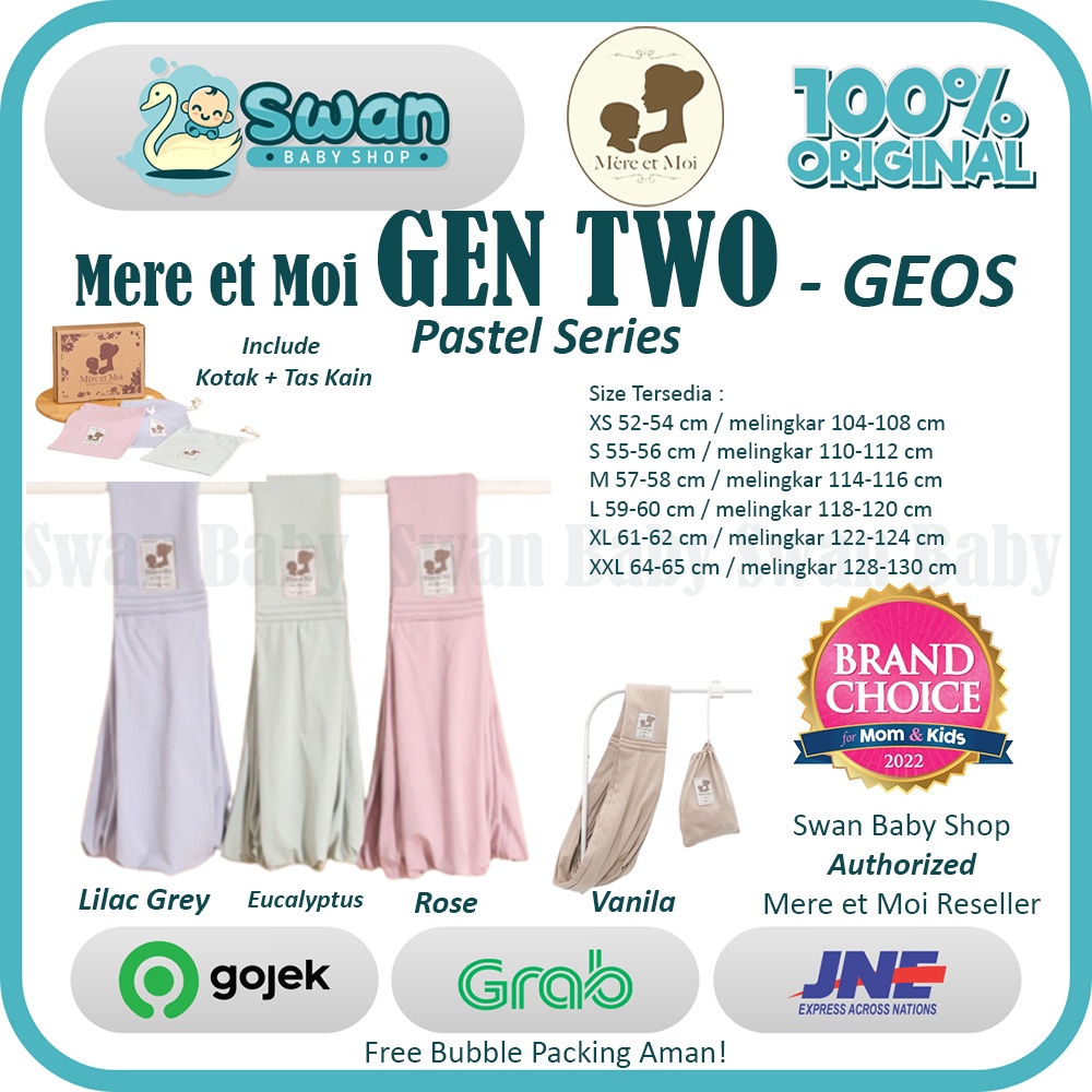 Mere - Geos Gen Two Pastel Series Mere et Moi / Gendongan Kaos Bayi