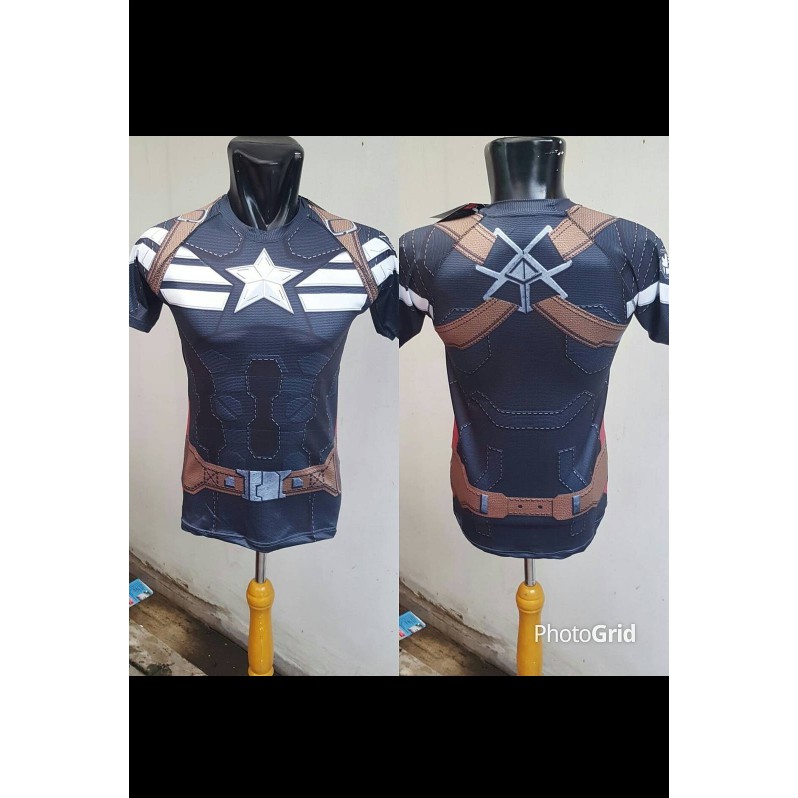 New Kaos Baju Gym Superhero Captain America Avenger Fitnes Fitness Pria Terlaris