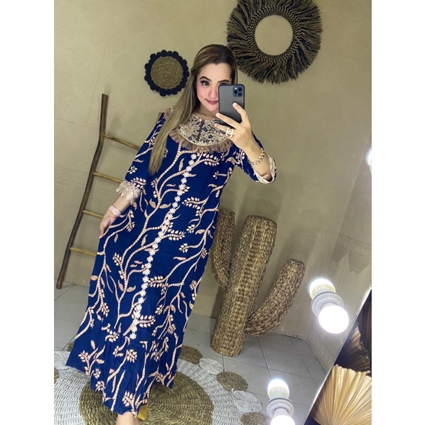 DASTER ARAB RENDA || LONGDRES VEE BORKAT KANGKUNG || MODEL DEPAN RESLETING BUSUI & BUMIL LD 110-Ecer navy