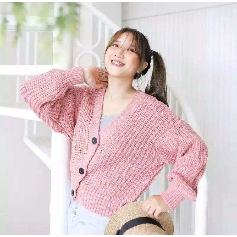 Jual Cardigan Rajut Crop Oversize Premium Basic Outwear 7 Get Kardigan Rajut Kro Cardigan Krop 