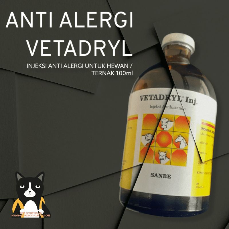 Vetadryl 100ml Obat Hewan / Ternak VETADRYL Injeksi Antihistamin Anti Alergi