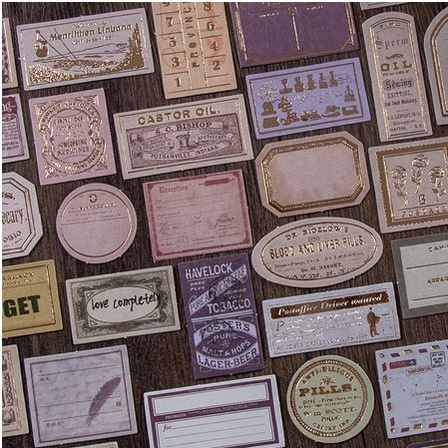 RETRO LABELS Bronzing Sticker - Stiker Bujo Motif Bronzing-02 (30pcs)