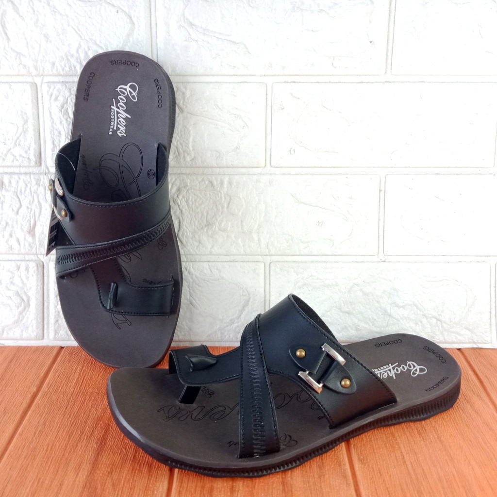 Sandal Pria Coopers F58 Selop Jempol Sol Lentur Size 38-42 Krem Coklat