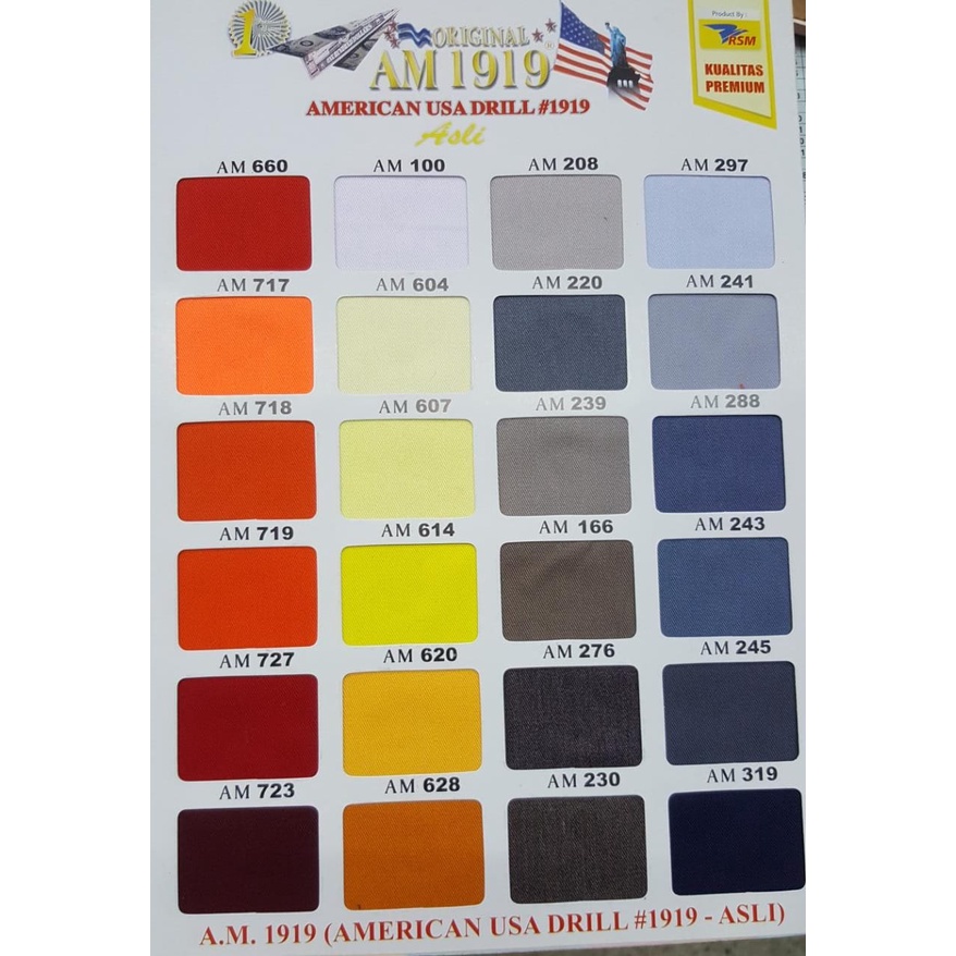 Kain American Drill Original Bahan Seragam Meteran Warna Lengkap