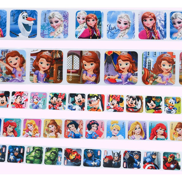 Stiker ROLL Anak Karakter Kartun / Sticker Disney Princess / Sticker ROLL Disney Isi 200 Reward Stiker Karakter Kartun Princess / Bonus Sticker Reward Karakter Mickey / Stiker Bonus Anak Kartun Nemo