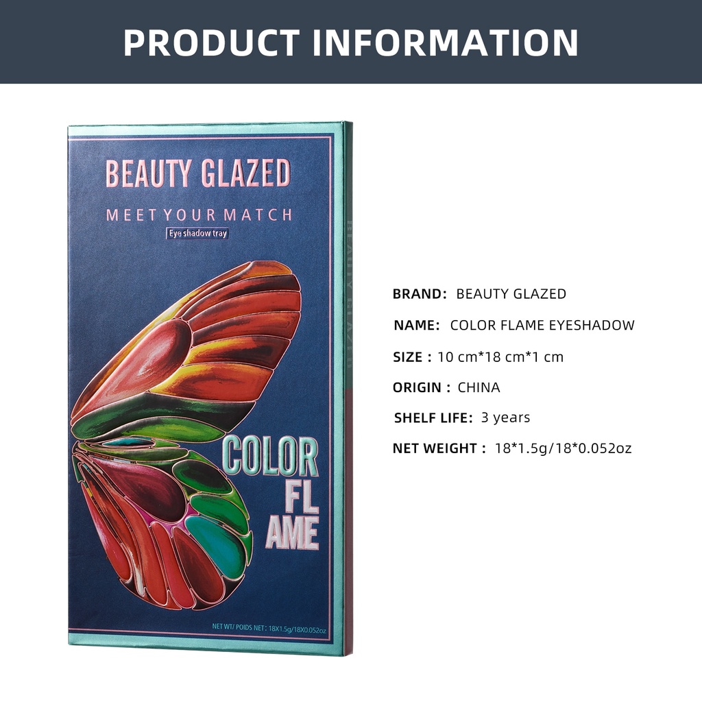 Beauty Glazed Flame Eyeshadow 18 Color Eyeshadow Matte Beauty Glazed Eyeshadow Glitter Beauty Glazed Eyeshadow Pallete Beauty Glazed Eyeshadow Palet Beauty Glazed