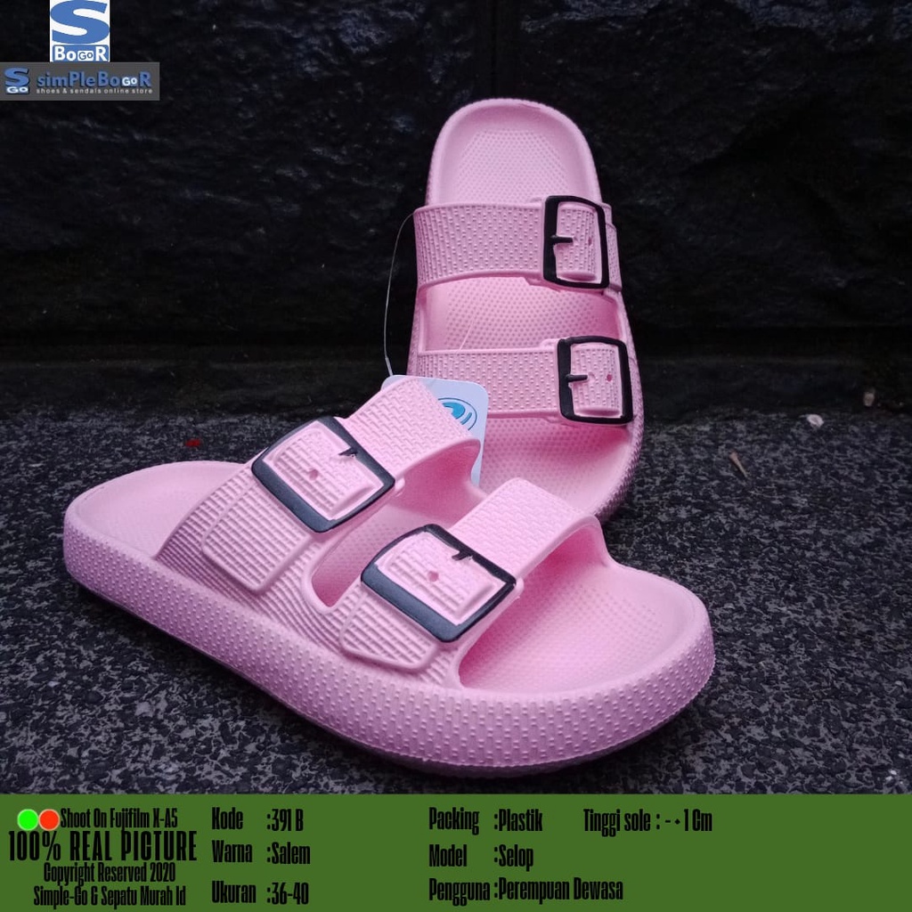 sandal slop wanita dewasa terbaru motif gesper model 391B 36-40