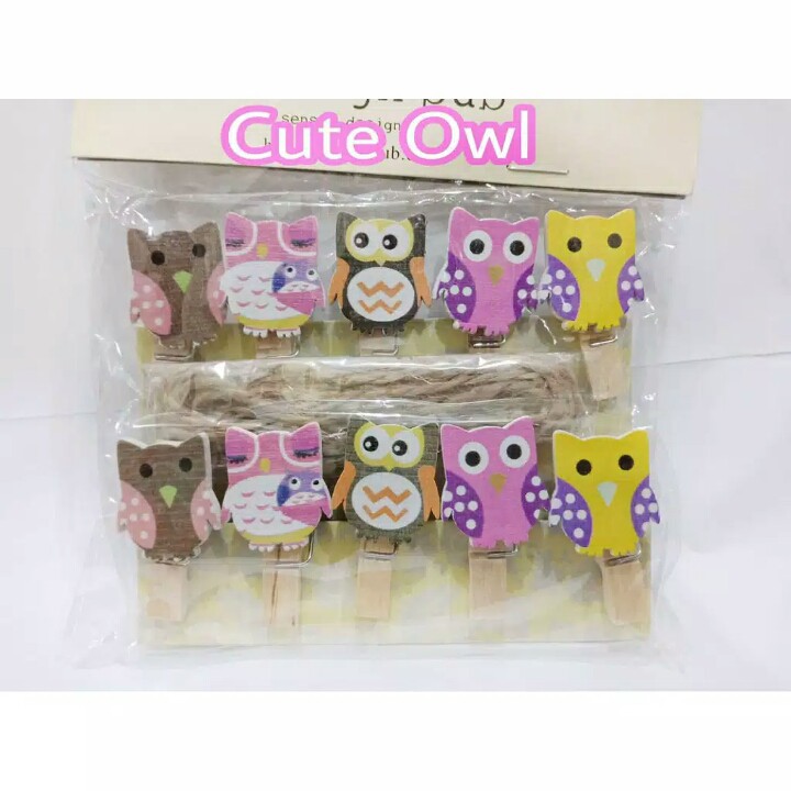 [READY SEMUA MOTIF] Wooden Clip + Tali Rami | Penjepit Foto Karakter | Jepit Kayu Lucu Photo Clip