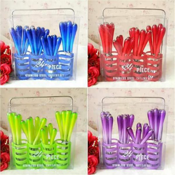 DAHO Set Sendok Peralatan Makan - GR-Sendok-Set-Warna - Biru-Merah-Tosca-Ungu