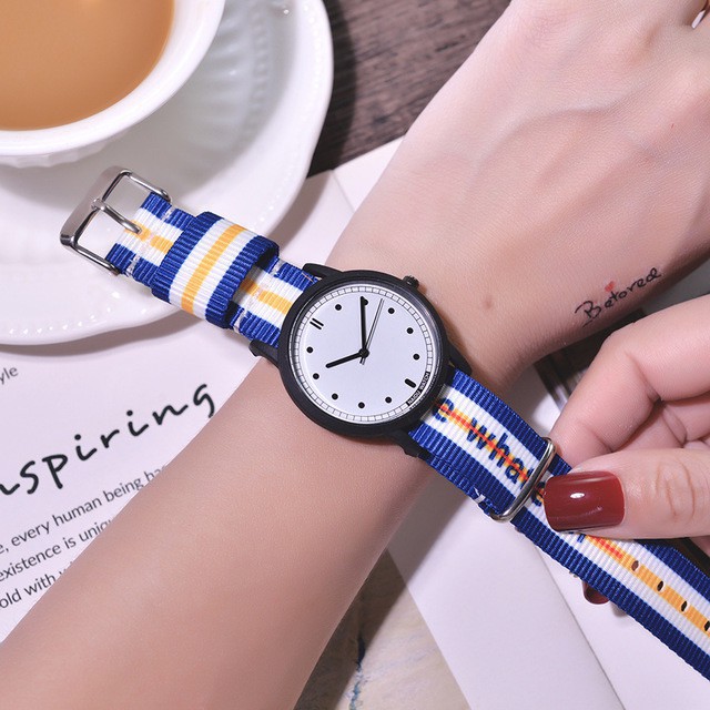 [COD] Jam tangan fashion convas jam wanita pria gaya korea Uniseks harga grosir W152