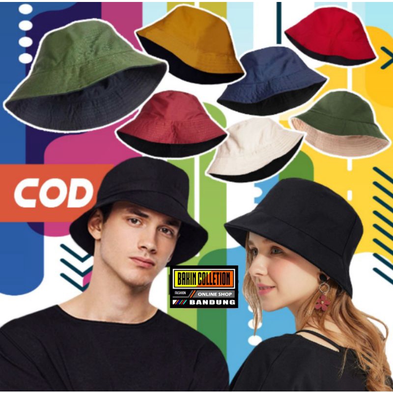 Topi Bucket Hat Polos / Bucket Polos Dua Sisi / Topi Polos