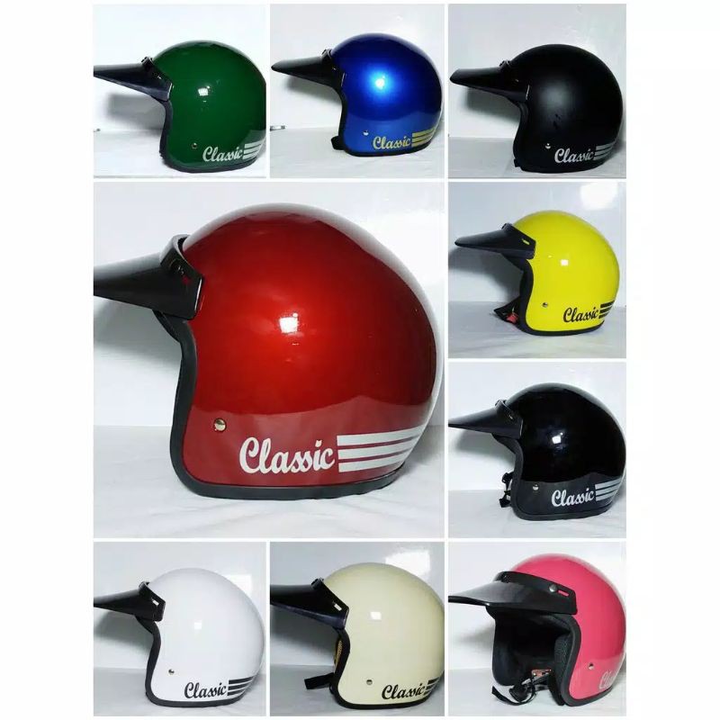Helm Bogo Classic Polos Tanpa Kaca Pet Panjang