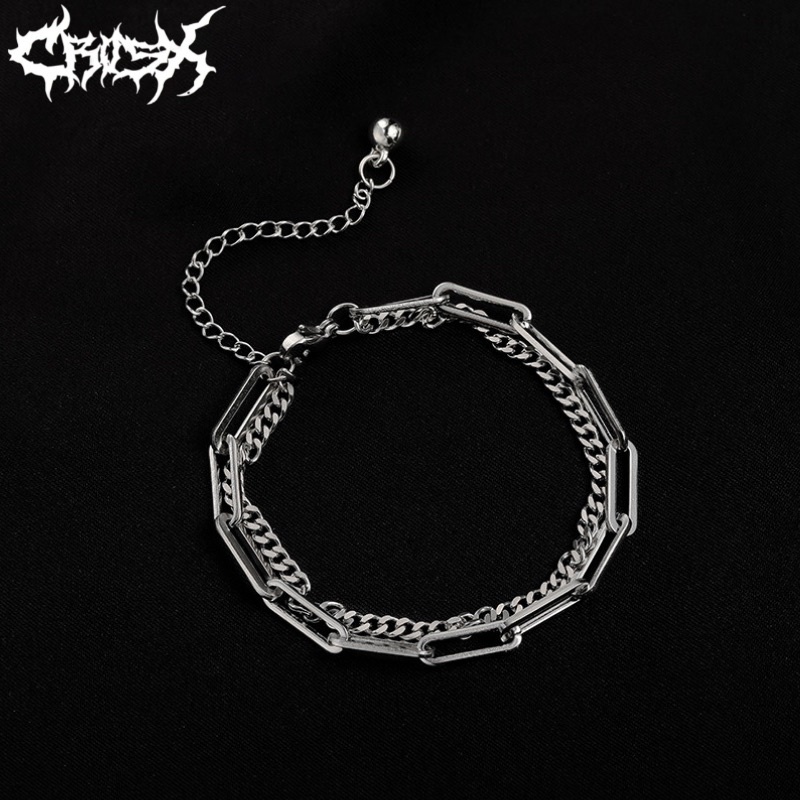 DOUBLE LAYER CHAIN BRACELET / GELANG RANTAI SILVER / BRACELET GELANG TITANIUM / AESTHETIC BRACELET / GELANG ESTETIK / GELANG AESTHETIC / GELANG PRIA / GELANG WANITA / GELANG PRIA WANITA