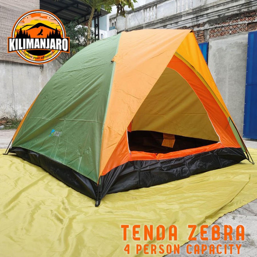 Tenda Double Layer Kapasitas 4 person Tenda Camping Zebra