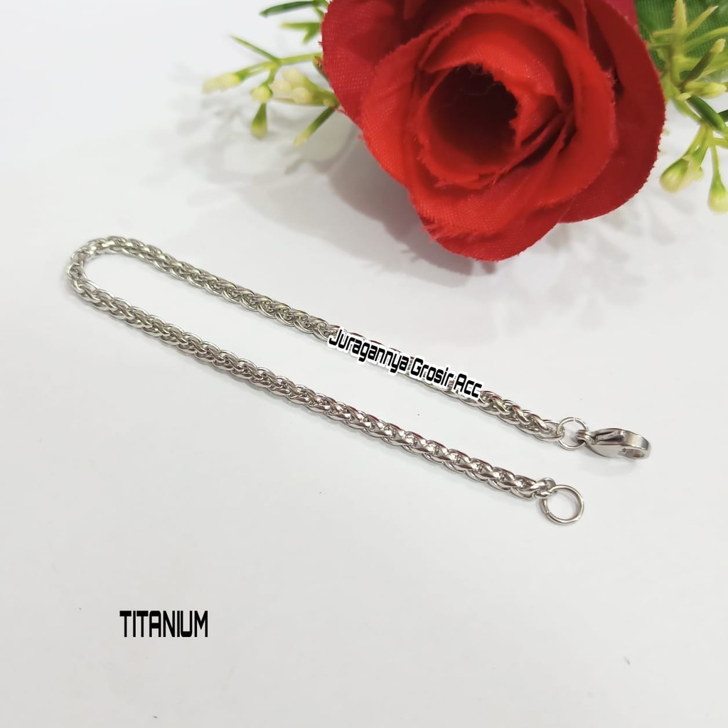 GELANG TITANIUM RANTAI MODEL KEPANG MINIMALIS LAPIS SILVERANTI KARAT&amp;TIDAK LUNTUR