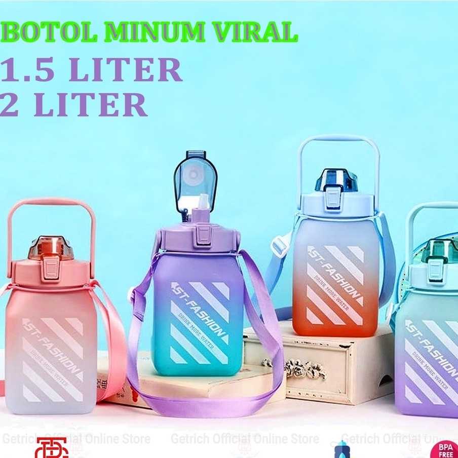 botol minum 1.3 liter viral kapasitas 1300ml motivator penanda waktu