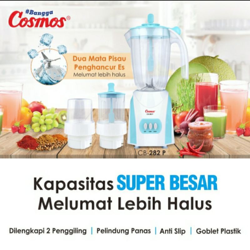 Blender Plastik Cosmos CB 282P 3 in 1 Blender Cosmos Isi 3 Cosmos 282 P Pelumat Buah Juicer CB282P