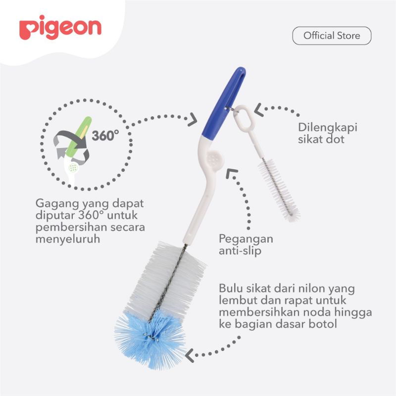 PIGEON Bottle And Nipple Brush / Sikat Pembersih Botol &amp; Dot