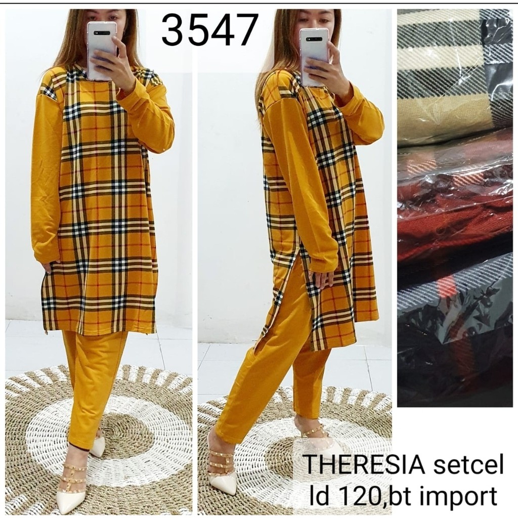 Setcel Theresia Jumbo Babyterry Halus LD 120 Motif Kotak Kotak