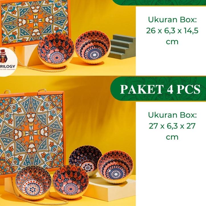 Promo - Hampers Bohemian Mangkok Keramik Set Classic Alat Makan Elegan Kekinian Sovenir Lebaran Hari