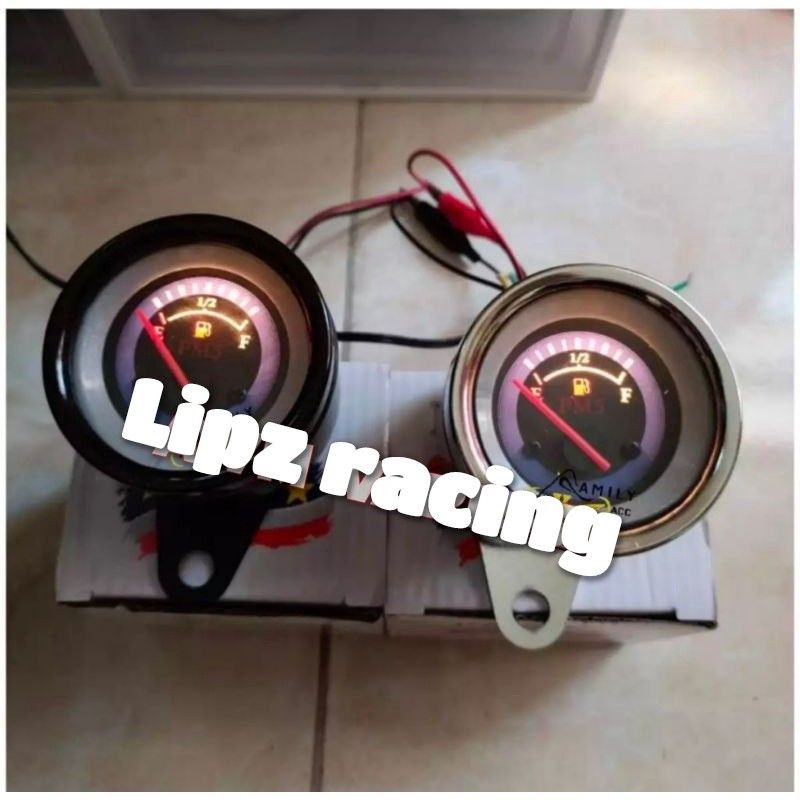 Speedometer amper bensin led jarum/ Fuel meter bensin analog led body crome