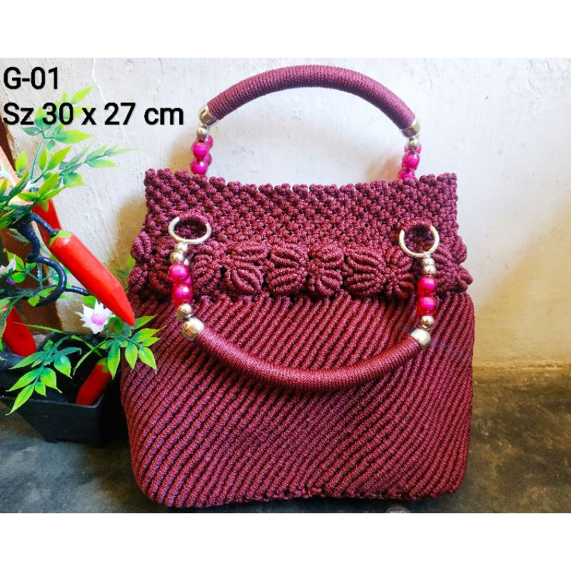 Tas Tali Kur motif Bunga garis / tas wanita tas jinjing besar