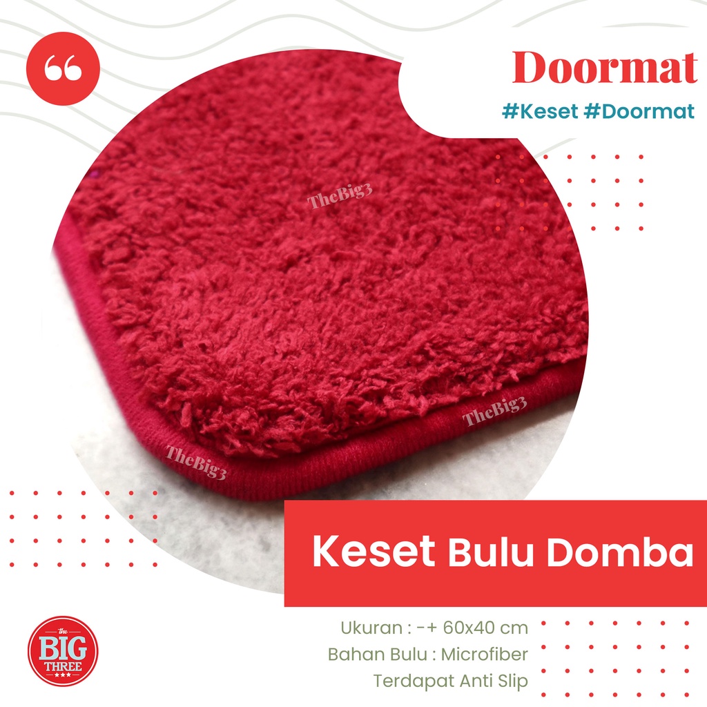 Keset BULU DOMBA 60x40 cm anti selip dan tidak mudah rontok | alas kaki bulu halus dan halus Biru Coklat Hijau Merah Abu Navy Ungu TBT