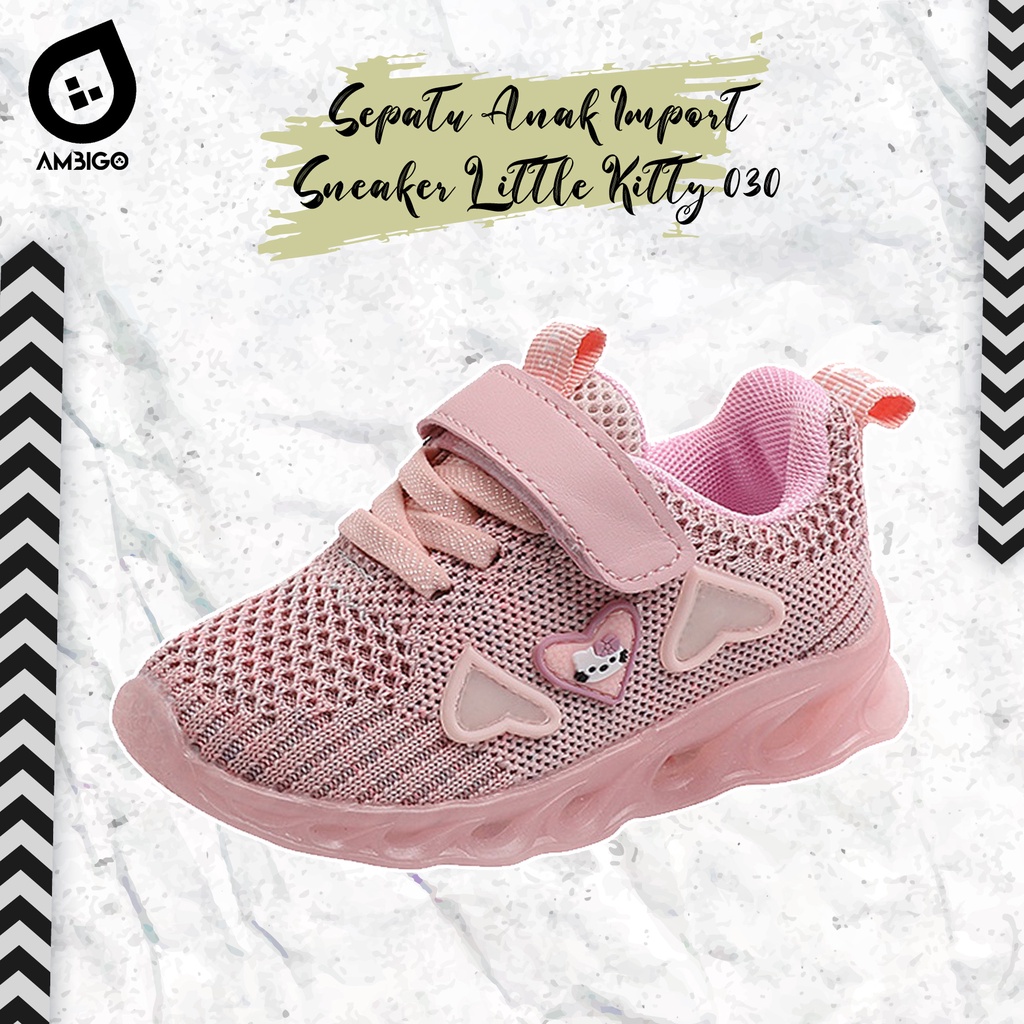 Sepatu Anak Perempuan Little Kity Shoes MOTIF 030 LED Sepatu Sport Anak Casual Import