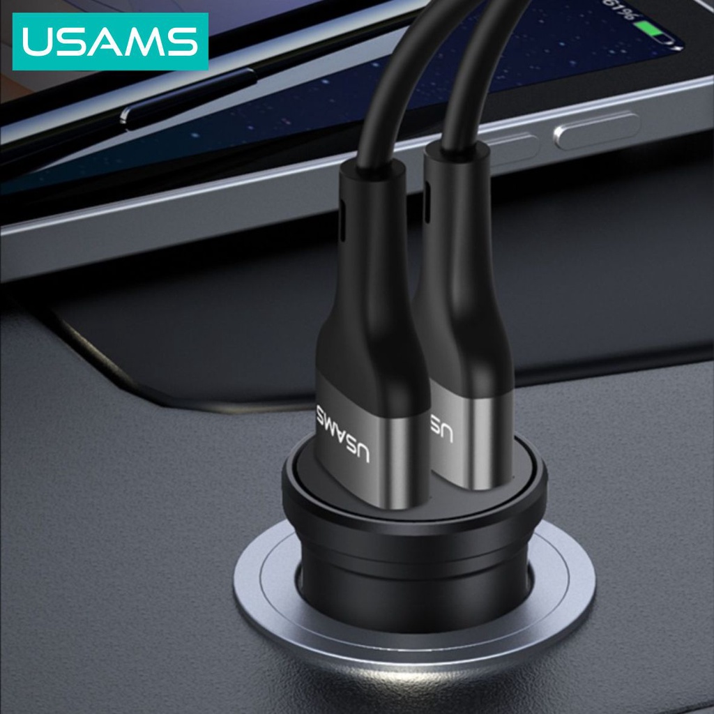 USAMS C20 Charger Mobil Dual USB Mini 2.4A Car Charger