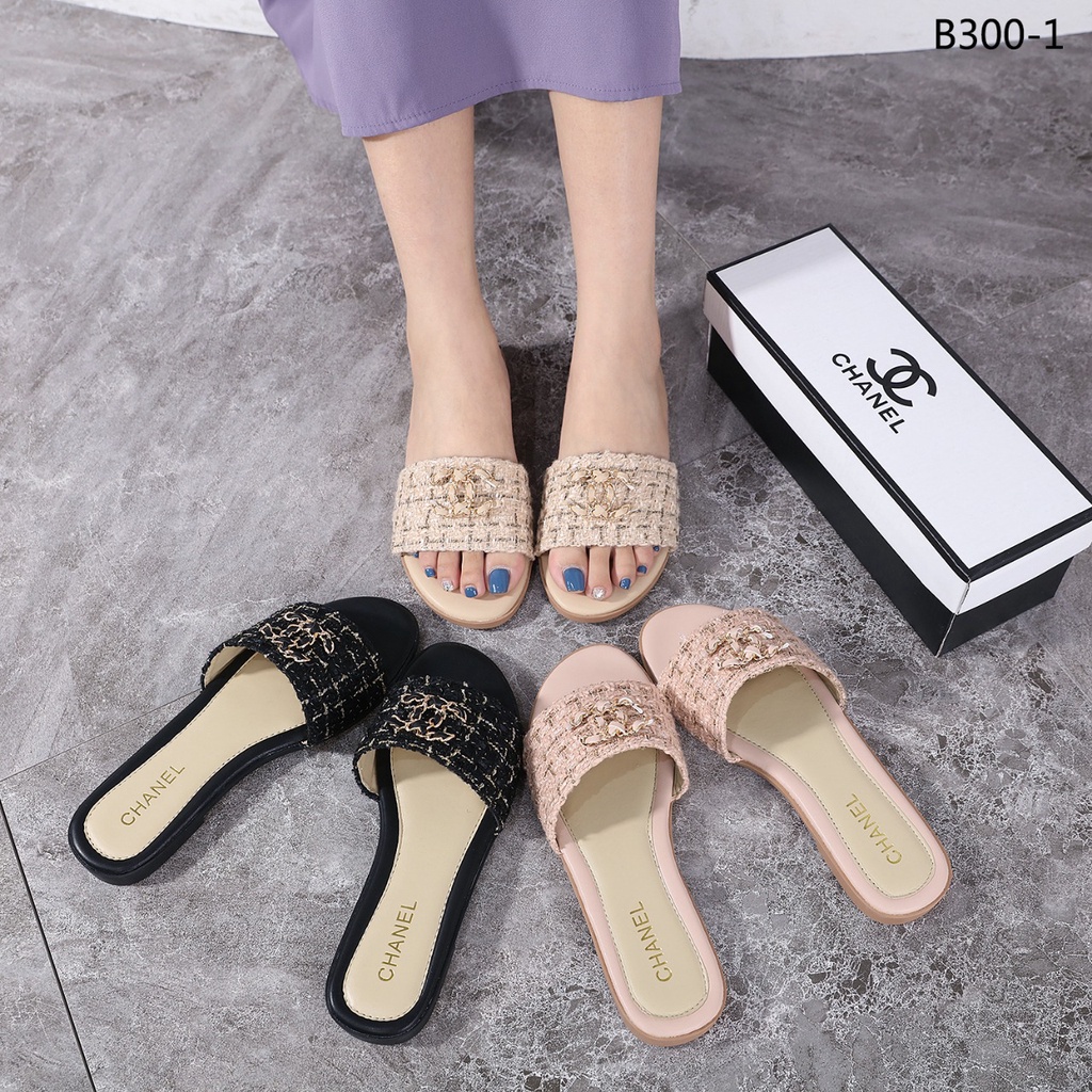 CH Tweed Flats Slide Sandals B300-1