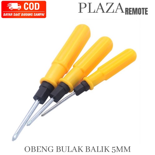 OBENG BULAK BALIK MIN DAN PLUS KUNING PANJANG 2WAY 18CM DIAMETER 4MM