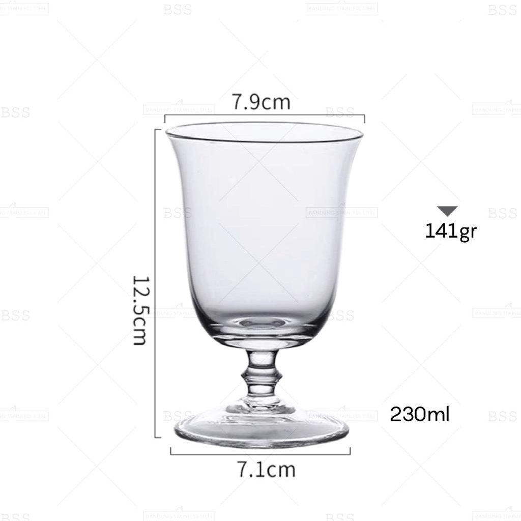 Gelas Cocktail 230ml Kristal Kaca Kaki Singapore Sling Mojito Jus Cantik Drinking Glass