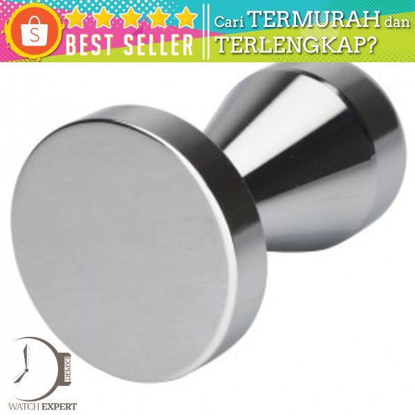 OneTwoCups Tamper Kopi Espresso Flat Stainless Steel Chrome Plated 50mm - SS51 - Silver