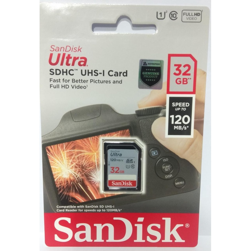 SANDISK ULTRA SDHC UHS-1 CARD 32GB SPEED UP TO 120MBPS